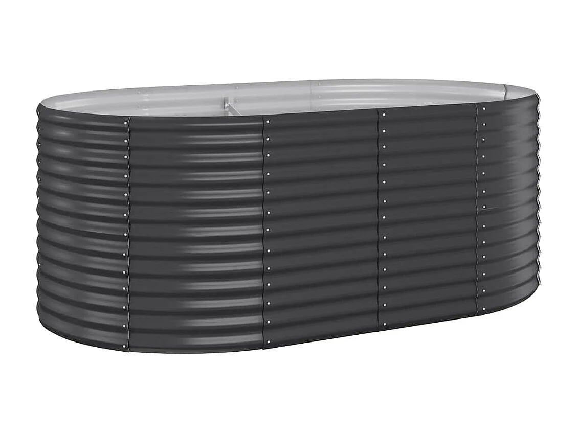 Canteiro elevado jardim 175x100x68 aço revestido a pó antracite PT214583