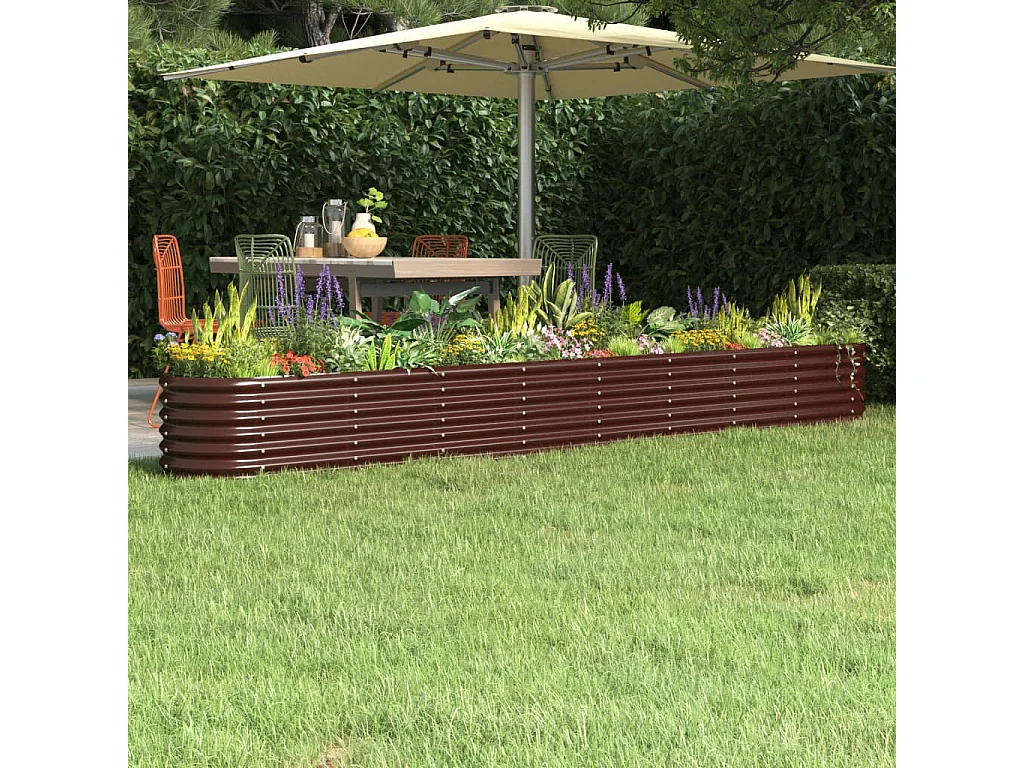 Lit surélevé de jardin Acier enduit de poudre marron FR19971