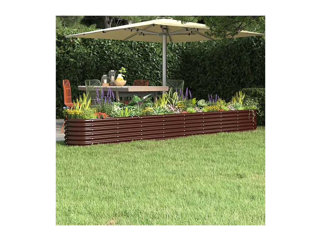 Lit surélevé de jardin Acier enduit de poudre marron FR19971