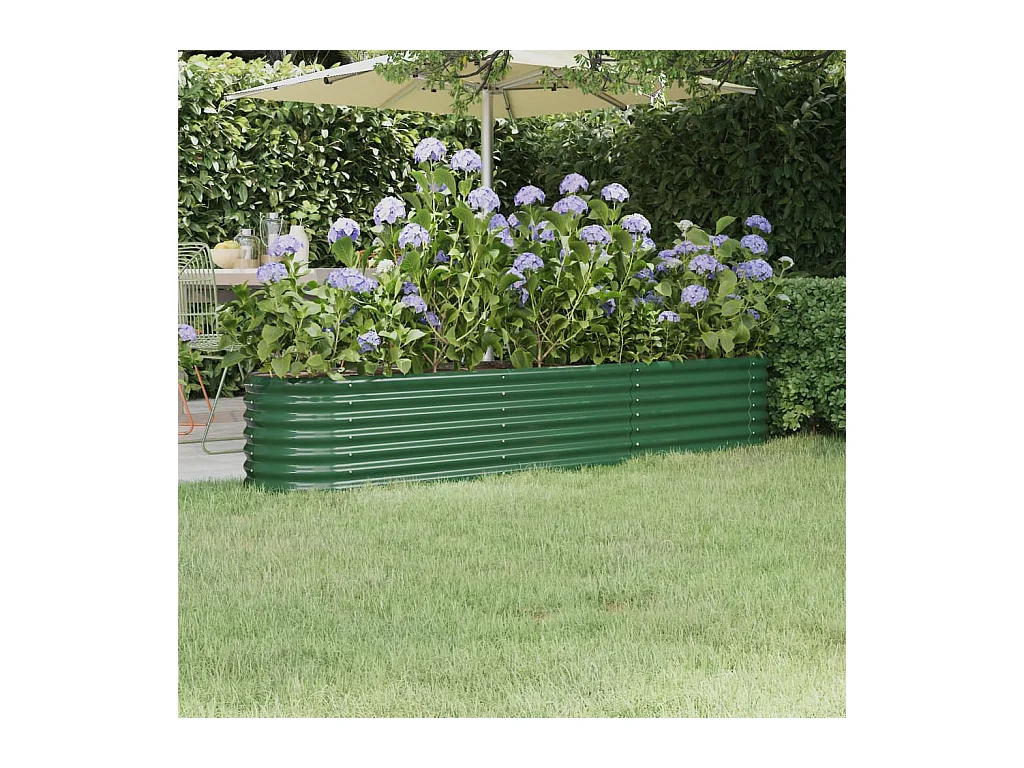 Lit surélevé de jardin Acier enduit de poudre 224x40x36 cm Vert FR32867