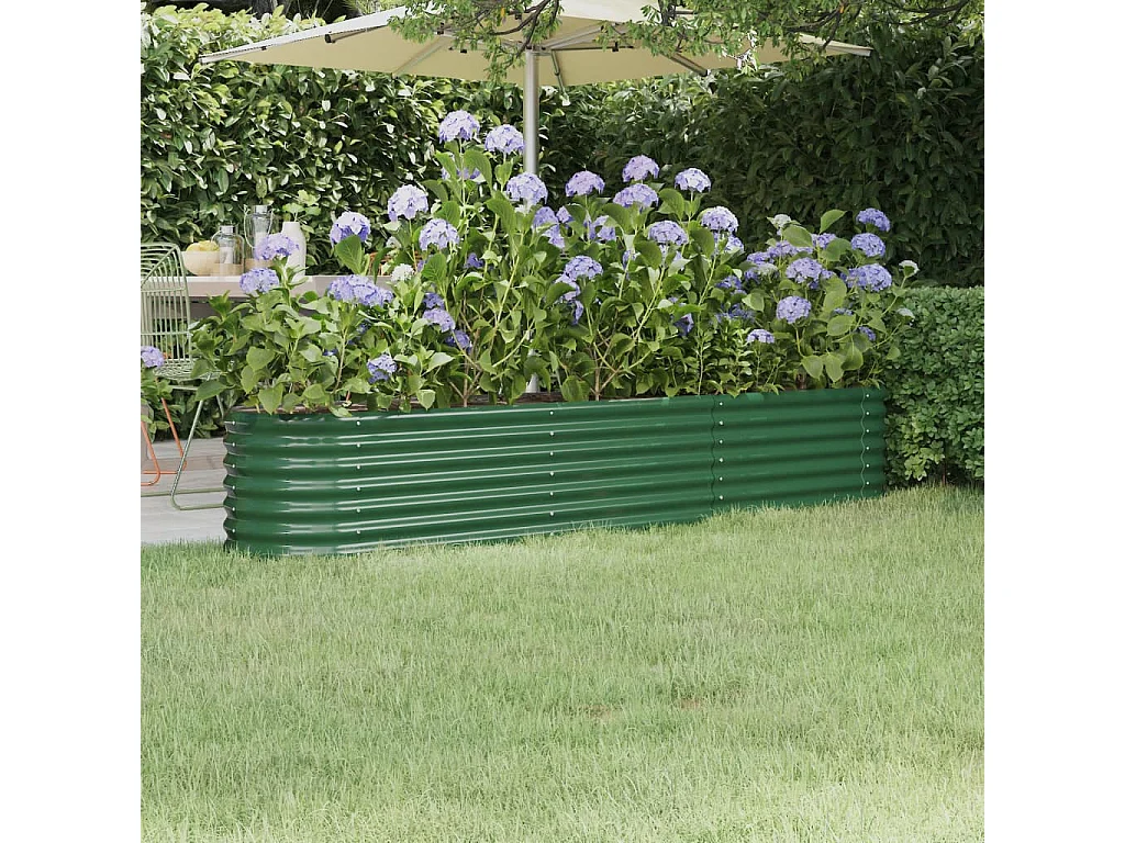 Lit surélevé de jardin Acier enduit de poudre 224x40x36 cm Vert FR32867