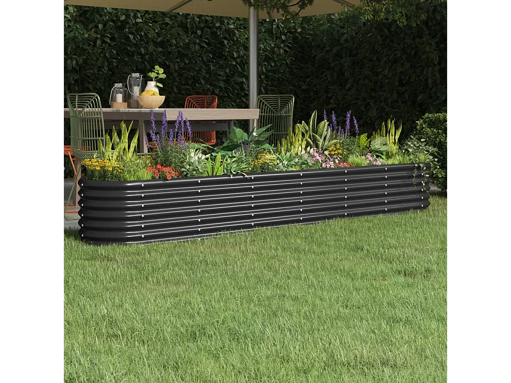 Jardinera arriate acero recubierto polvo antracita 260x40x36 cm ES123457