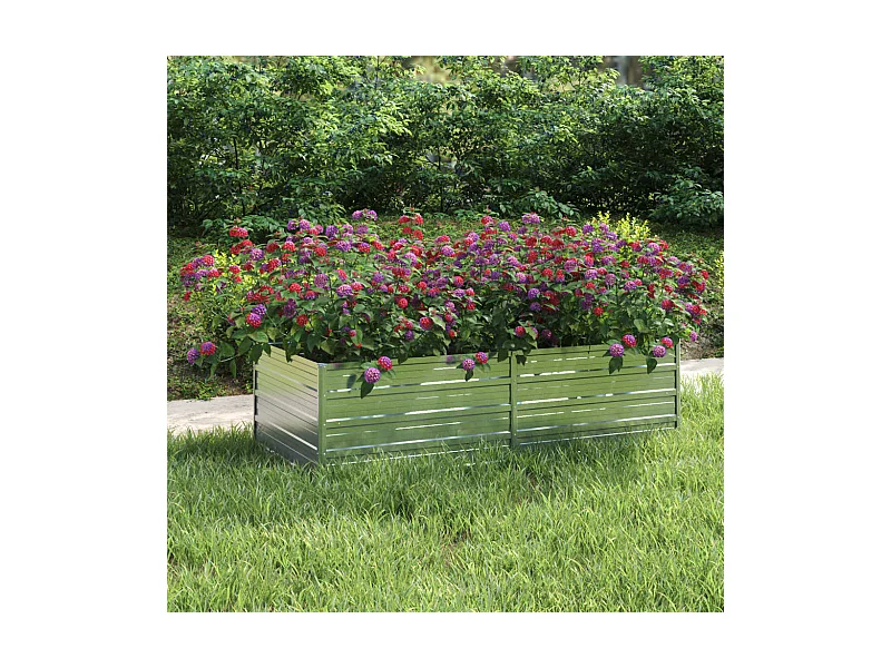 Arriate de acero galvanizado plateado 160x80x45 cm ES572805