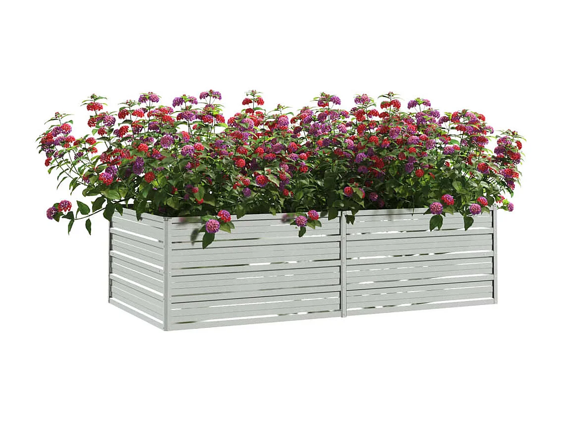 Arriate de acero galvanizado plateado 160x80x45 cm ES572805