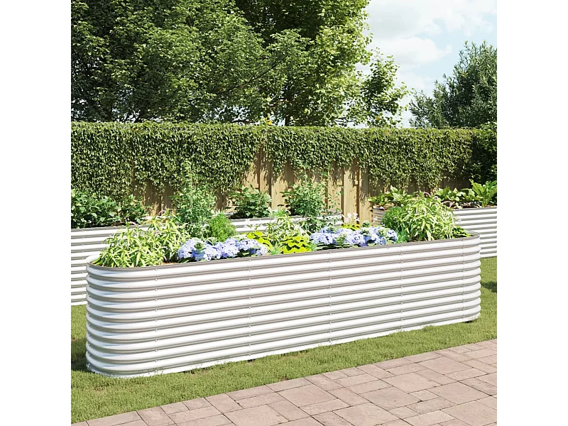 Arriate de acero galvanizado plateado 400x80x81 cm ES225542