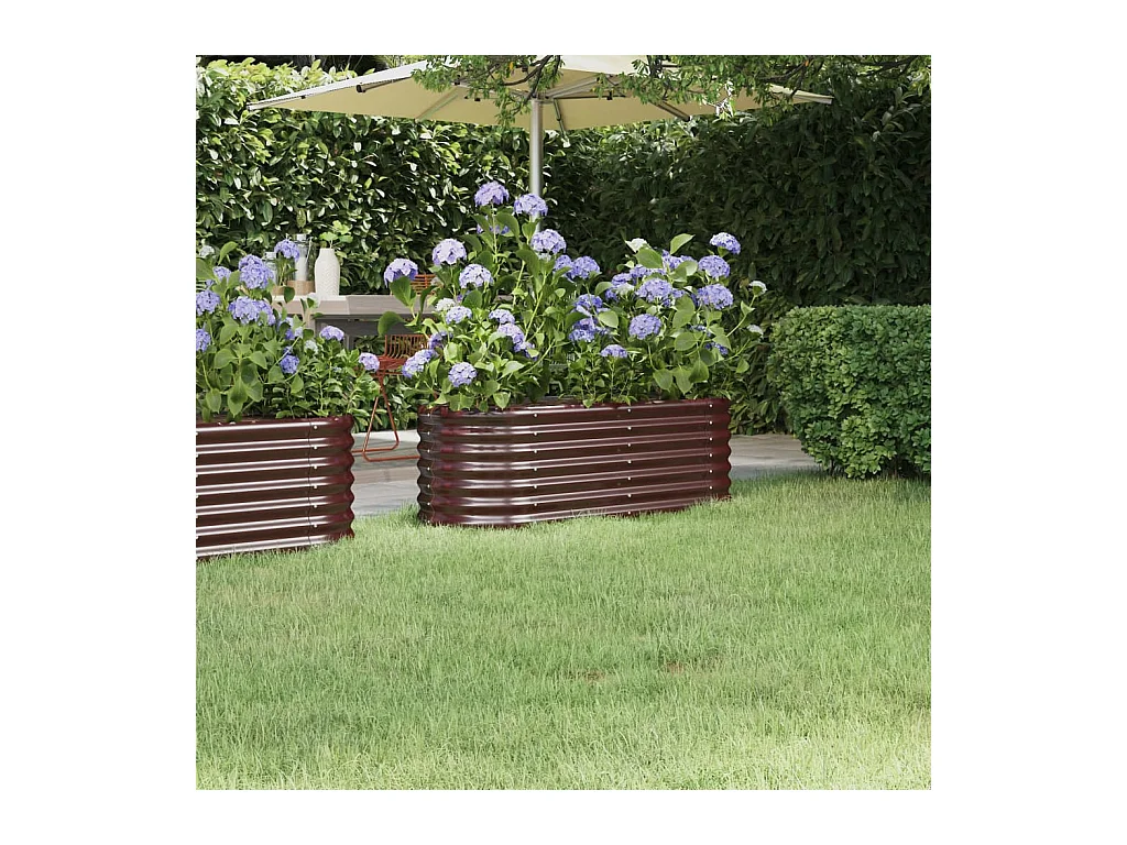 Lit surélevé de jardin Acier enduit de poudre marron FR50443