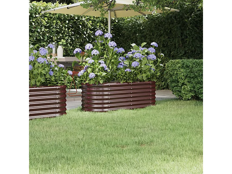 Plantenbak 114x40x36 cm gepoedercoat staal bruin BE574422