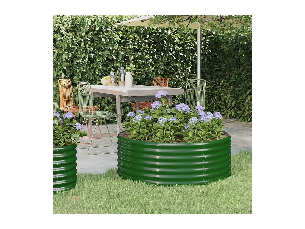 Lit surélevé de jardin Acier enduit de poudre 100x100x36cm Vert FR12754