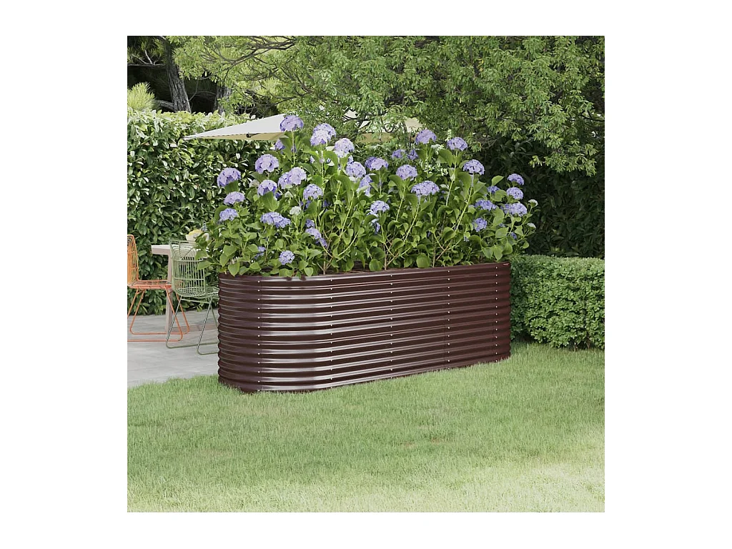 Lit surélevé de jardin Acier enduit de poudre marron FR36882