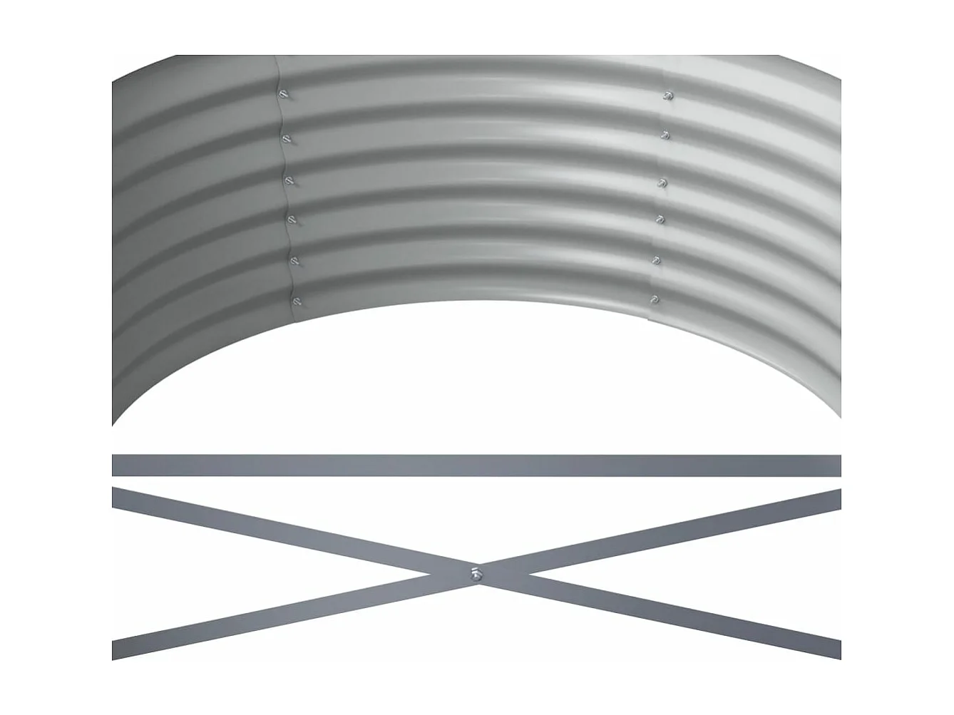 Canteiro elevado jardim 224x80x36cm aço revestido a pó cinzento PT525167