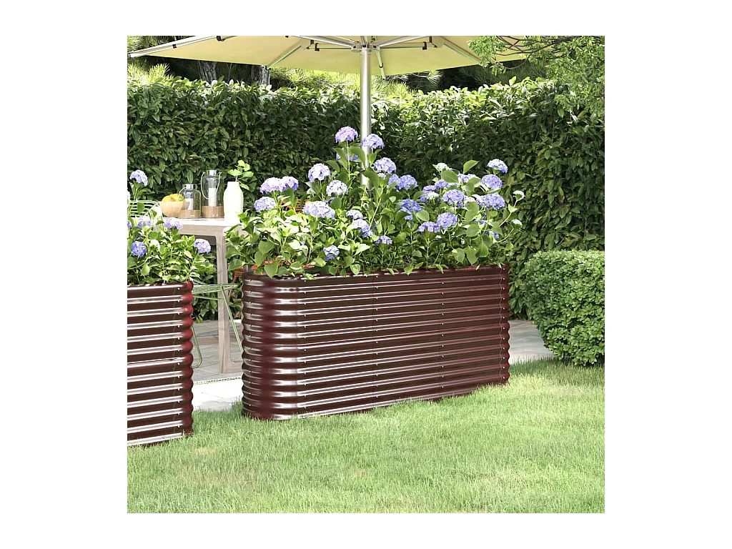 Lit surélevé de jardin Acier enduit de poudre marron FR36093