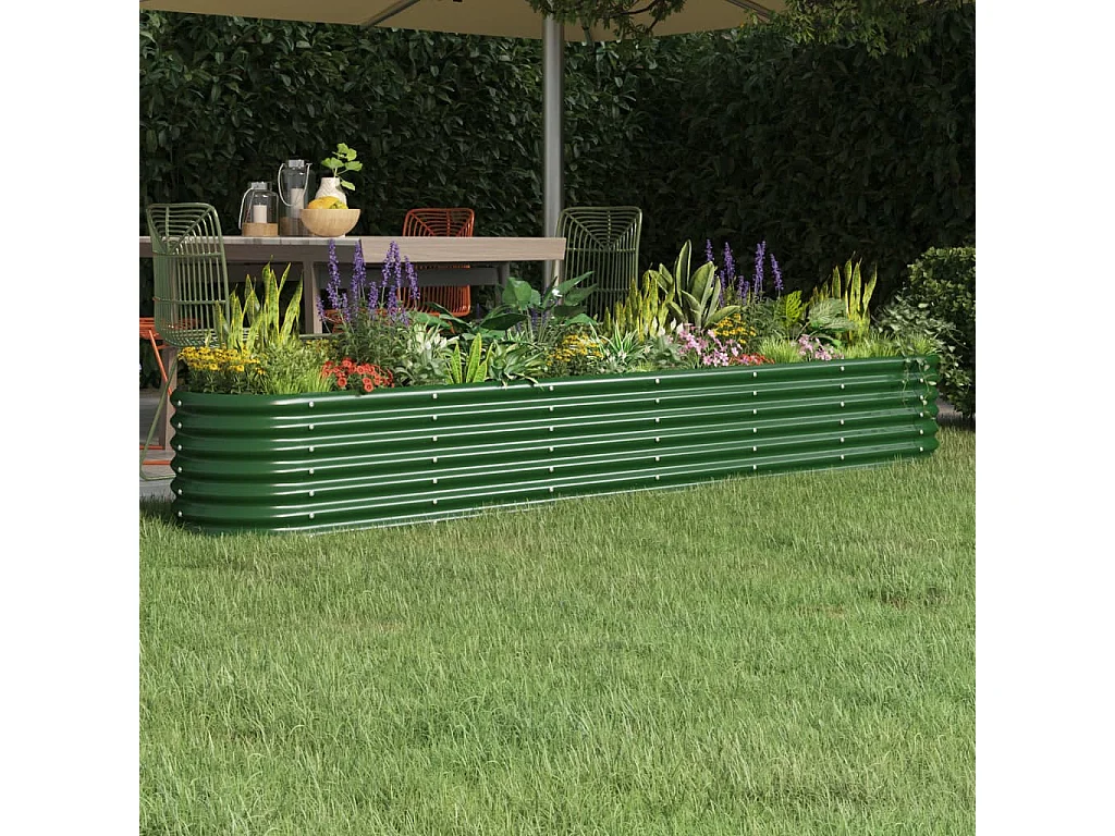 Jardinera arriate acero recubrimiento polvo verde 260x40x36 cm ES532423