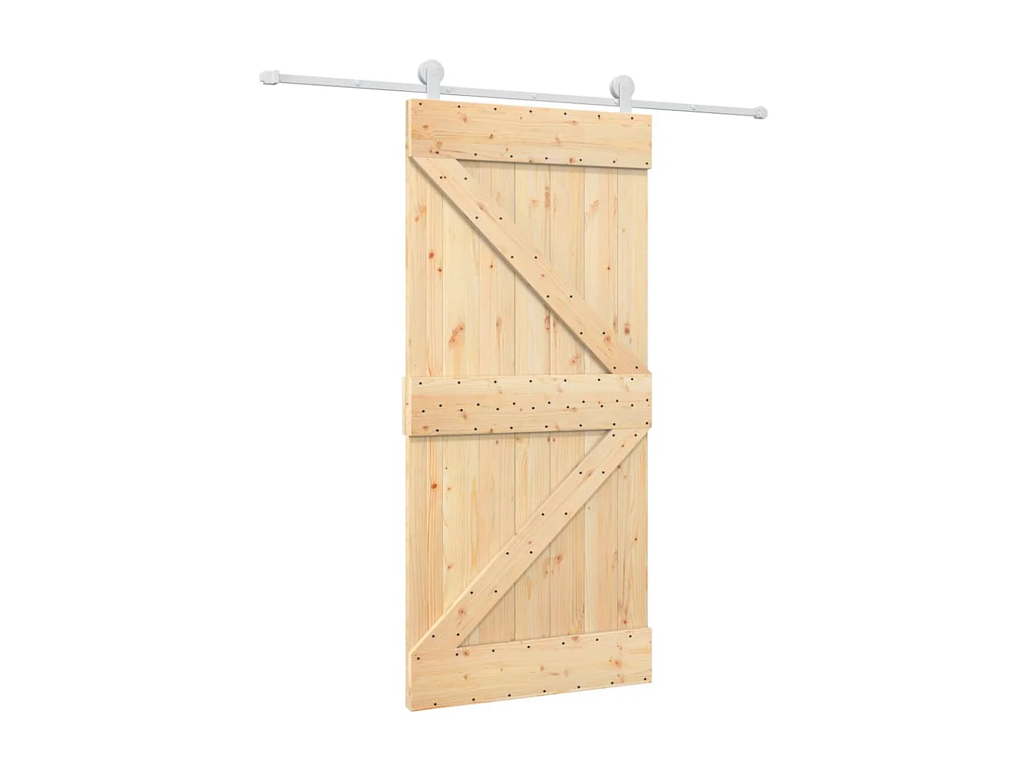 Porte coulissante et kit de quincaillerie 95x210 cm pin massif FR558103