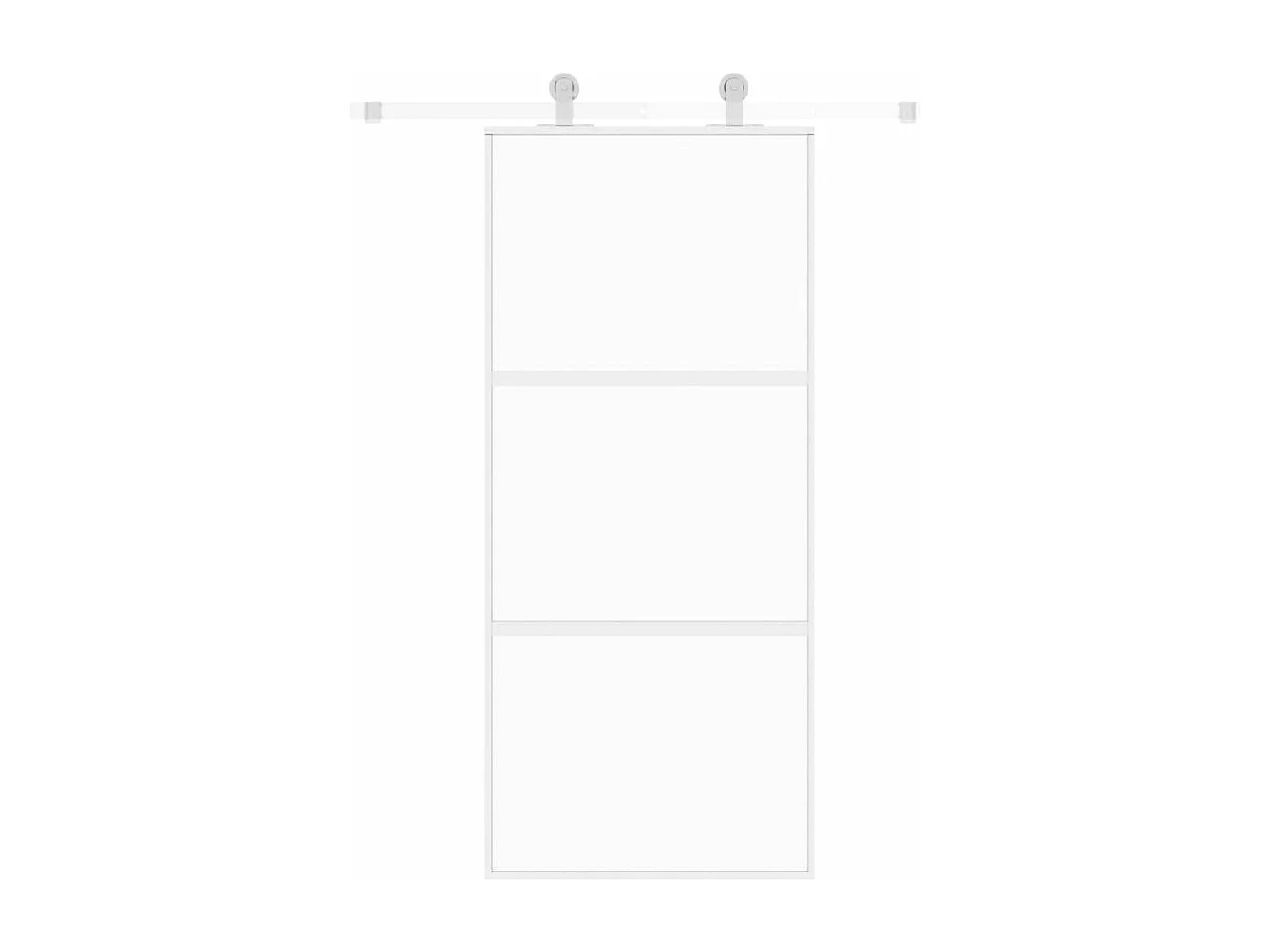 Porte coulissante blanc 90x205 cm verre trempé aluminium FR739120