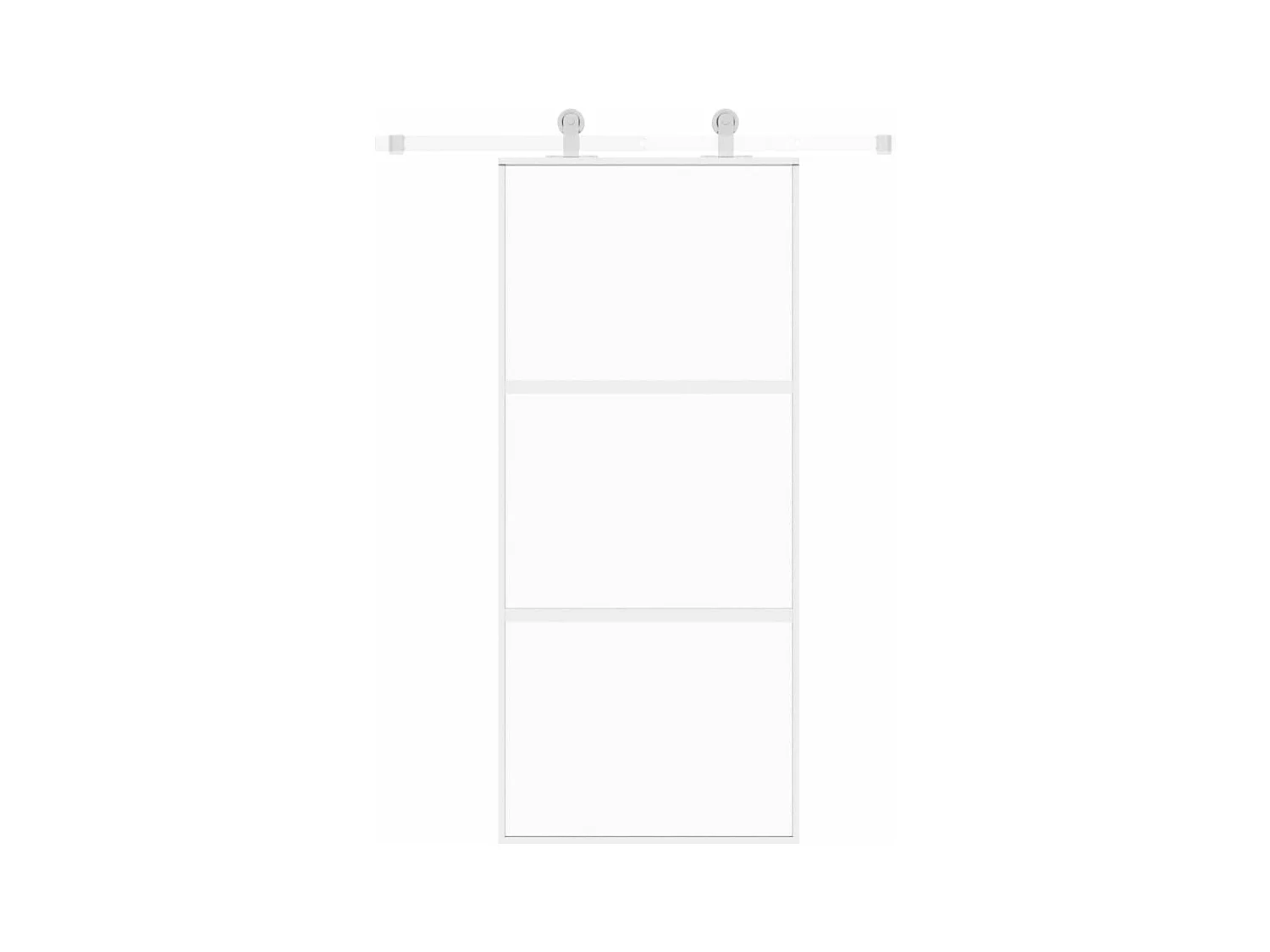 Porte coulissante blanc 90x205 cm verre trempé aluminium FR739120