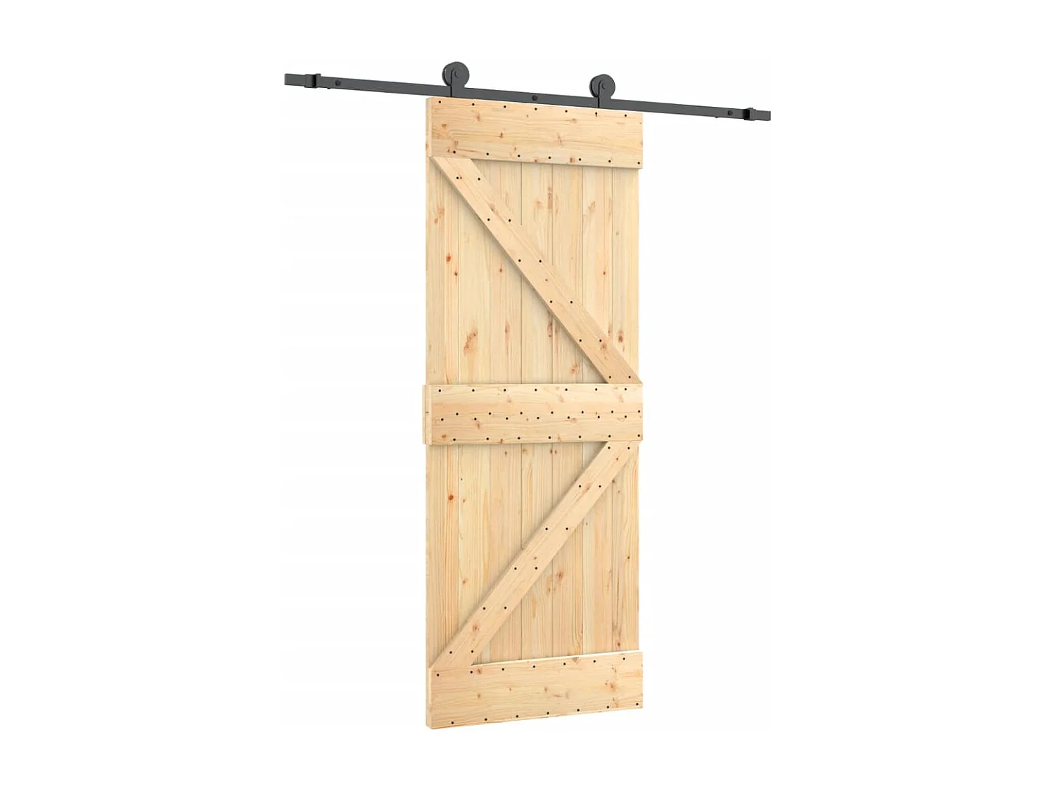 Porta de correr com ferragens 85x210 cm madeira de pinho maciça PT205960