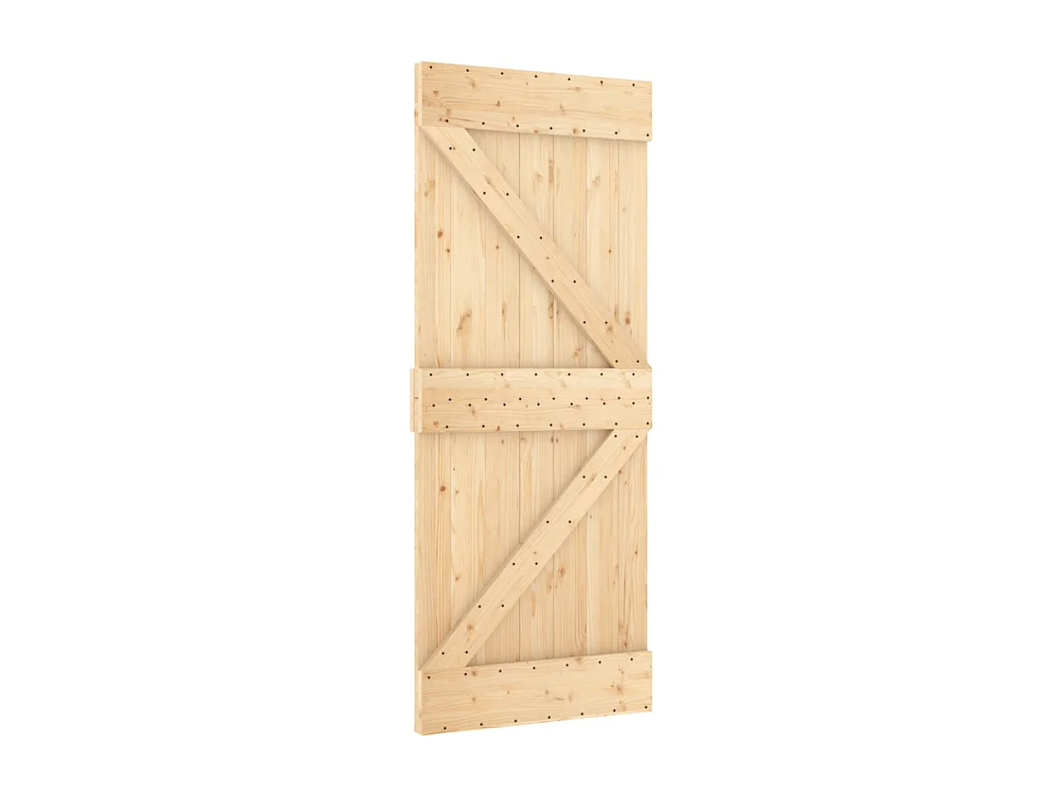 Porta de correr com ferragens 85x210 cm madeira de pinho maciça PT205960