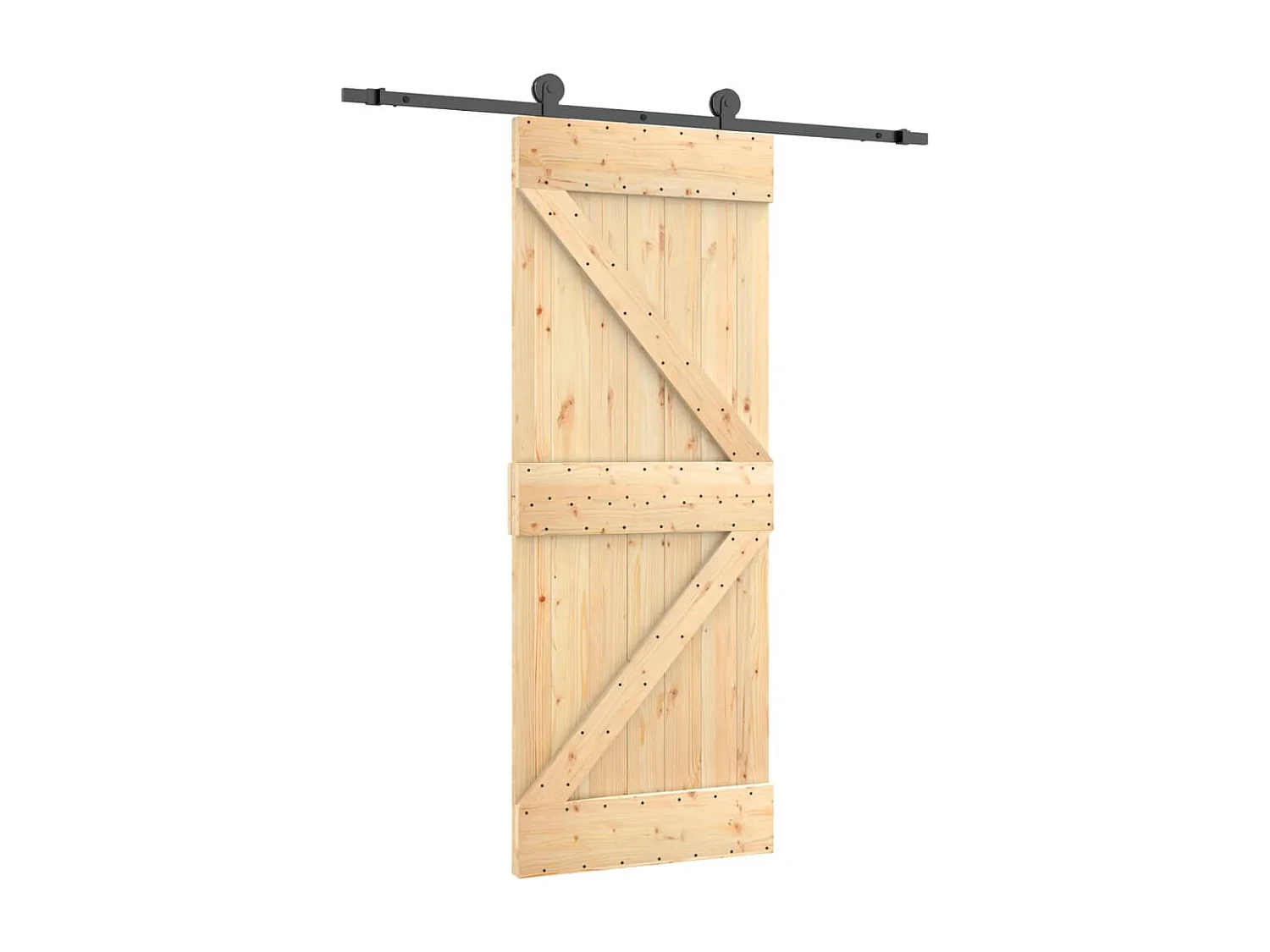 Porta de correr com ferragens 70x210 cm madeira de pinho maciça PT569987