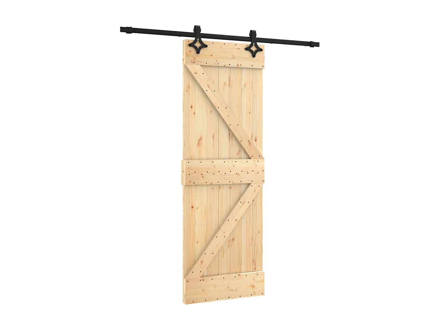 Porta de correr com ferragens 70x210 cm madeira de pinho maciça PT851498