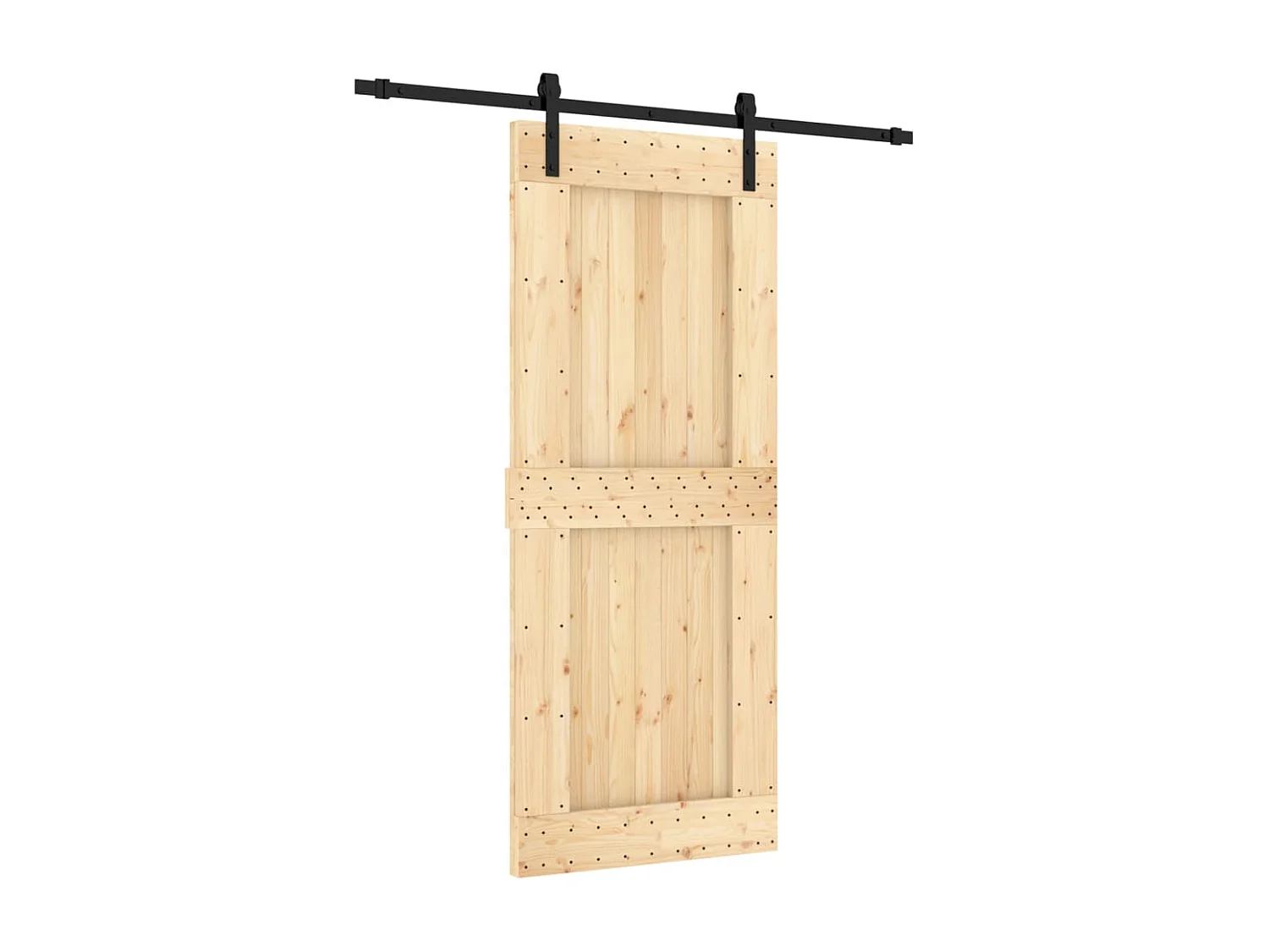 Porta de correr com ferragens 85x210 cm madeira de pinho maciça PT814416