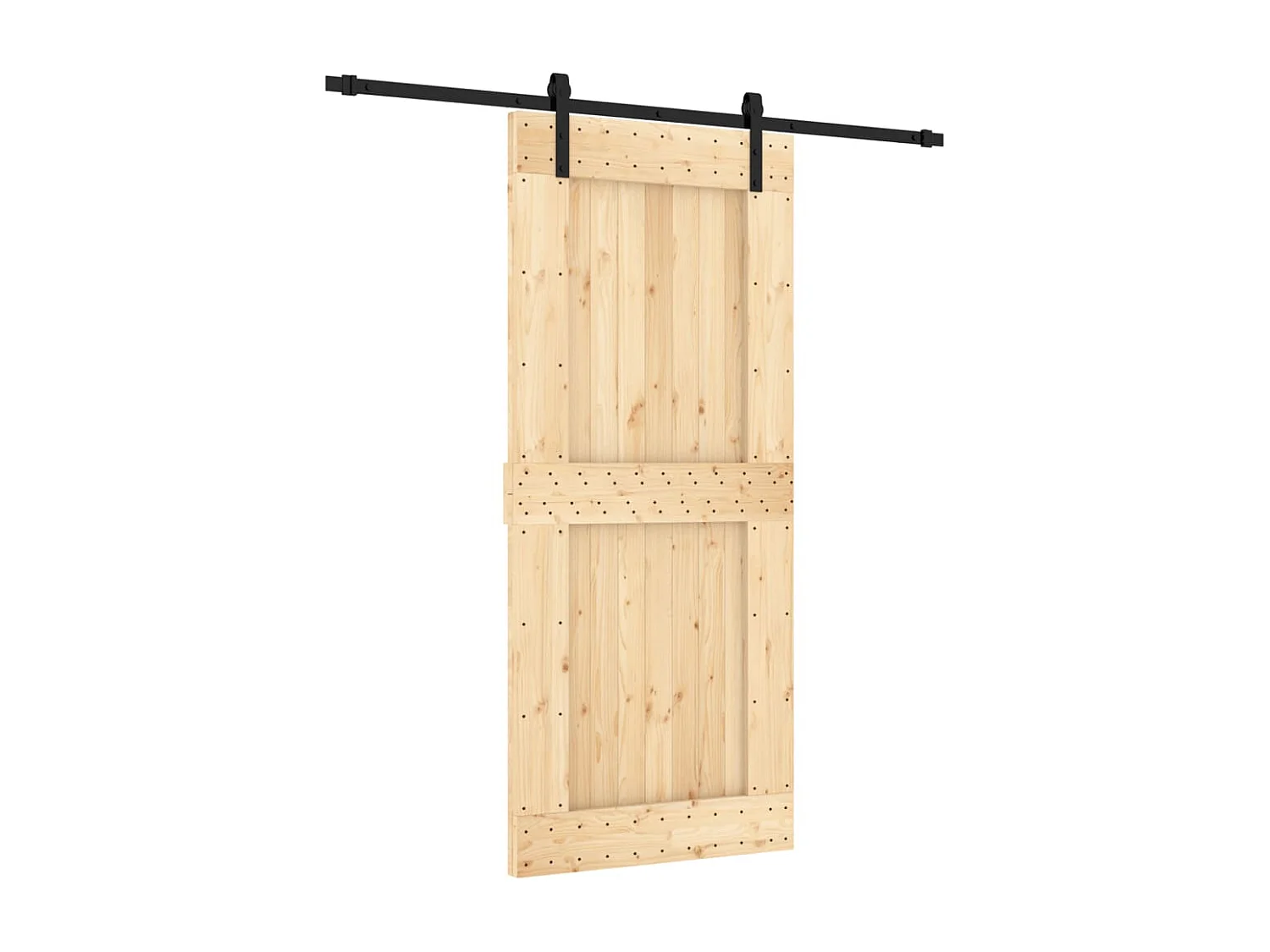 Porta de correr com ferragens 90x210 cm madeira de pinho maciça PT639507