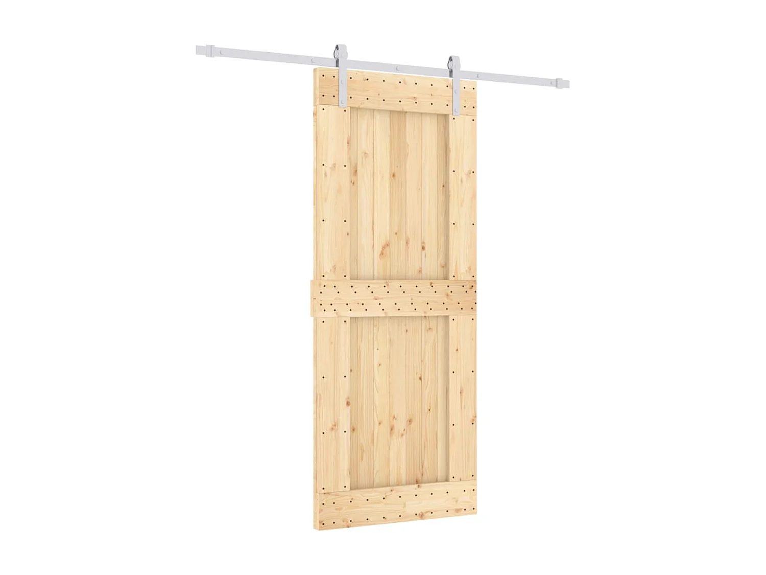 Puerta corredera con herrajes madera maciza de pino 85x210 cm ES433683