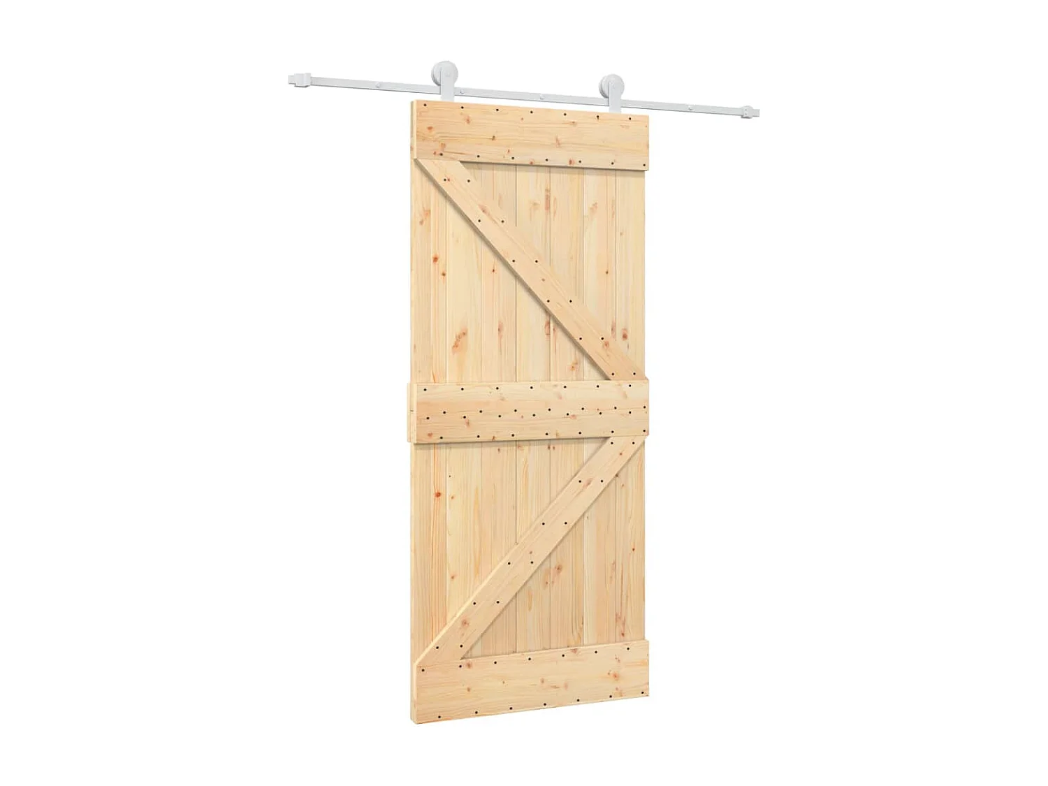 Puerta corredera con herrajes madera maciza de pino 90x210 cm ES517904