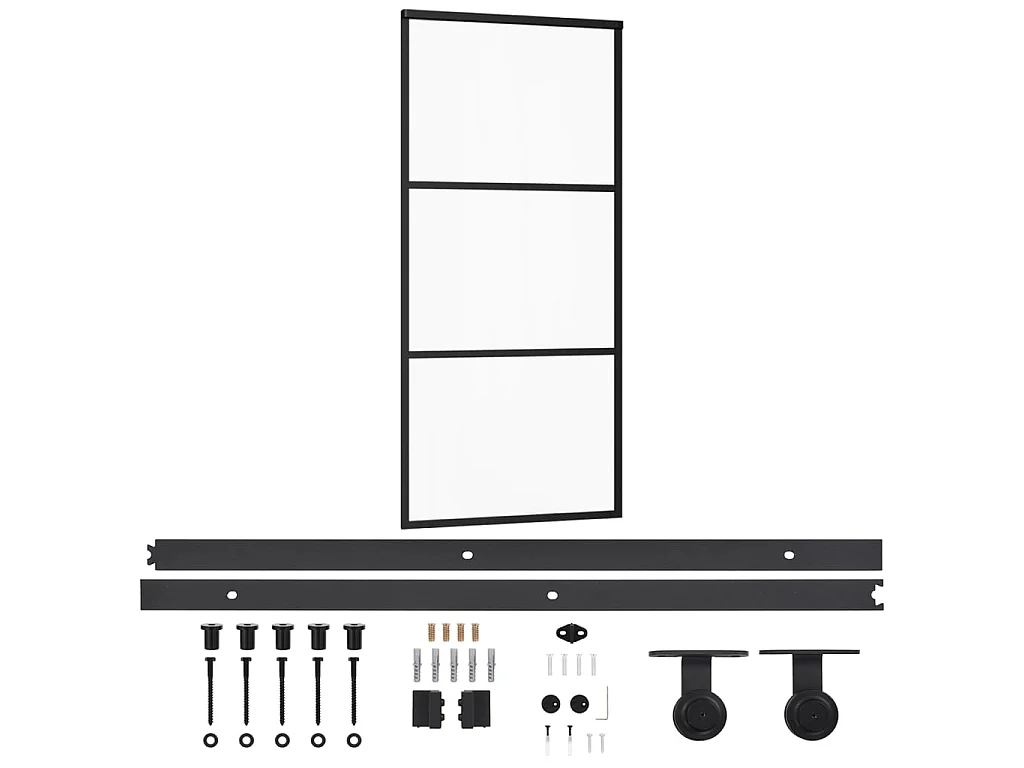 Porte coulissante et quincaillerie Verre et Aluminium 90x205 cm FR921188