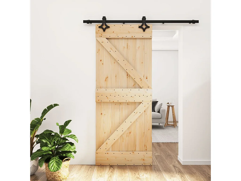 Schuifdeur met beslag 85x210 cm massief grenenhout BE758522