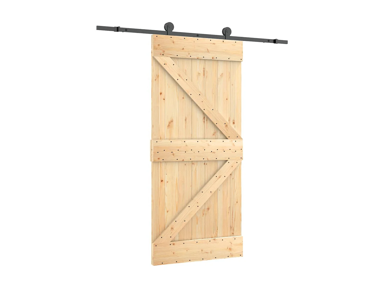 Porte coulissante et kit de quincaillerie 95x210 cm pin massif FR863282