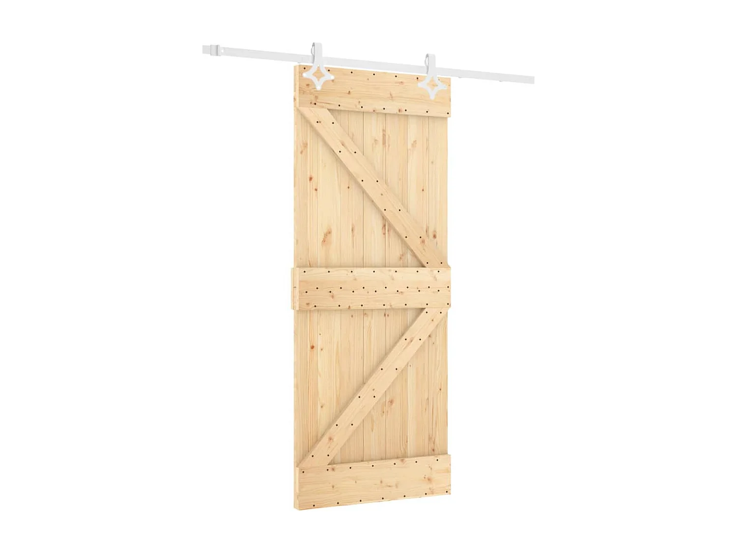 Porte coulissante et kit de quincaillerie 80x210 cm pin massif FR330682