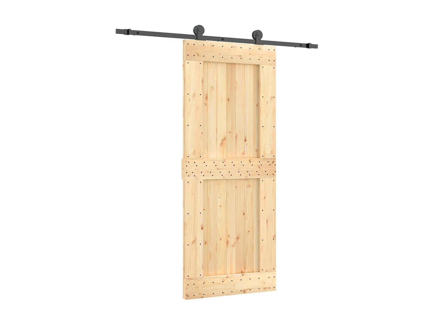 Porta de correr com ferragens 85x210 cm madeira de pinho maciça PT115148