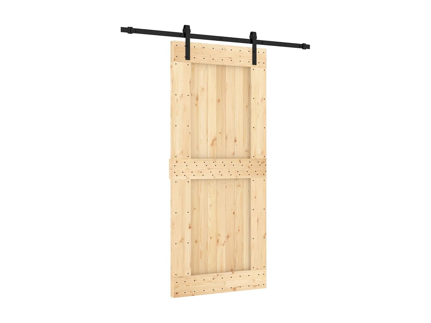 Porte coulissante et kit de quincaillerie 90x210 cm pin massif FR889010