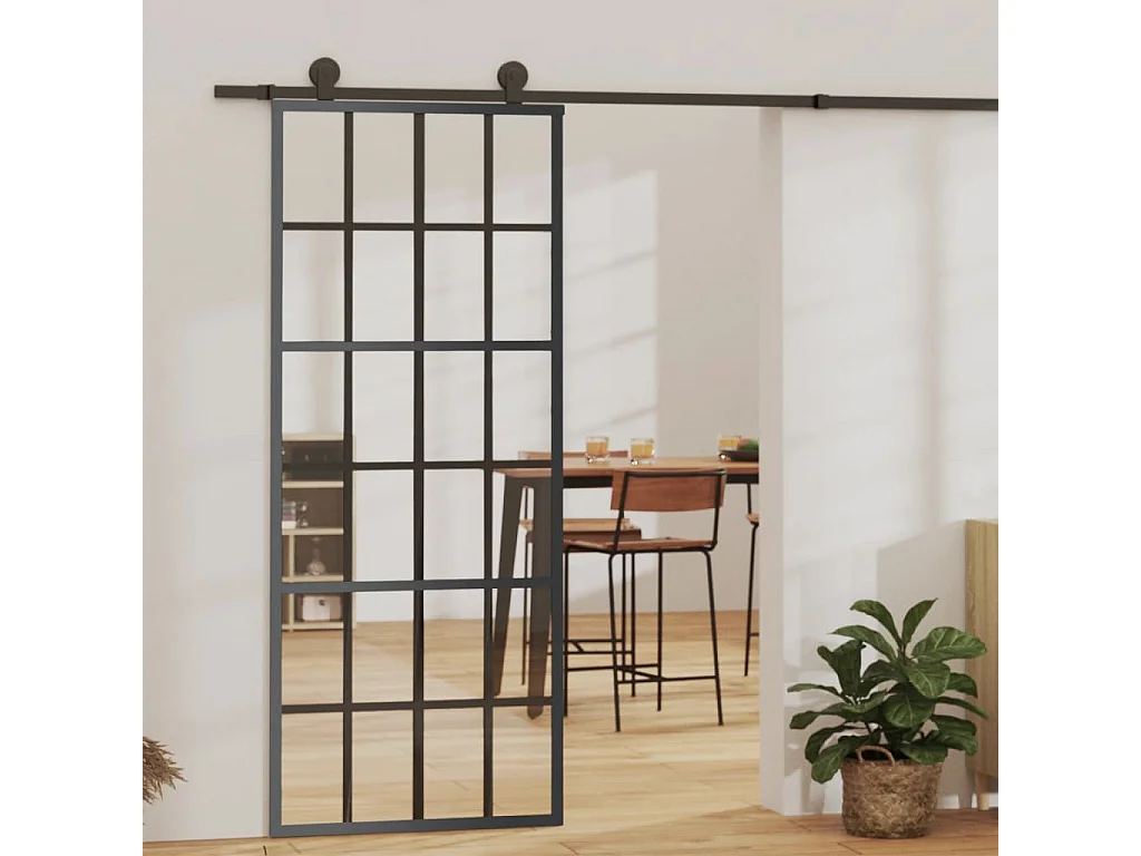 Porte coulissante et quincaillerie Verre ESG/Aluminium 76x205cm FR734686