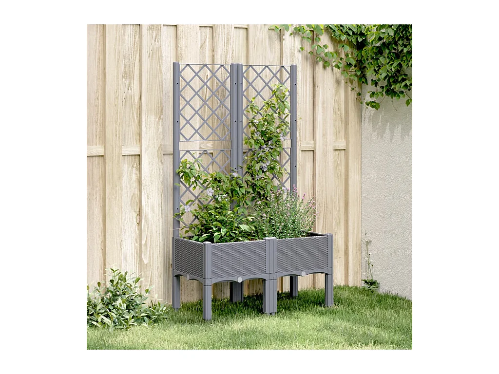 Jardinière avec treillis gris 80x40x142 cm PP FR83228