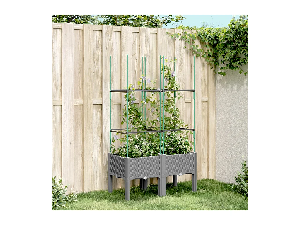 Jardinière avec treillis gris clair 80x40x142,5 cm PP FR66386
