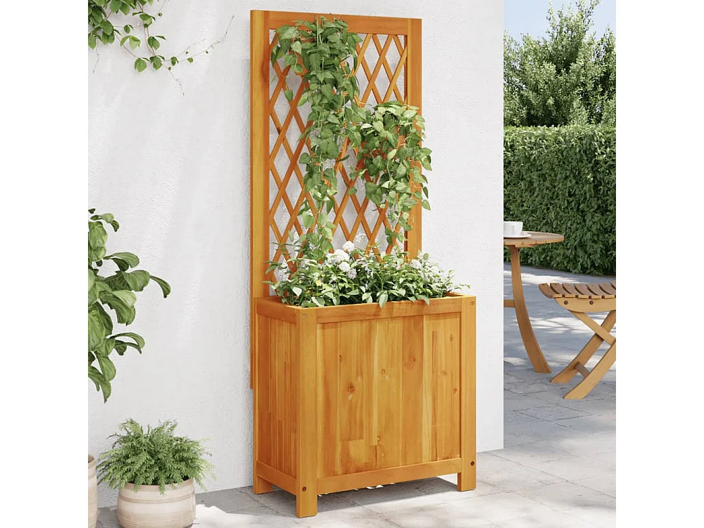 Jardinière avec treillis 55x29,5x132 cm bois massif d'acacia FR72849