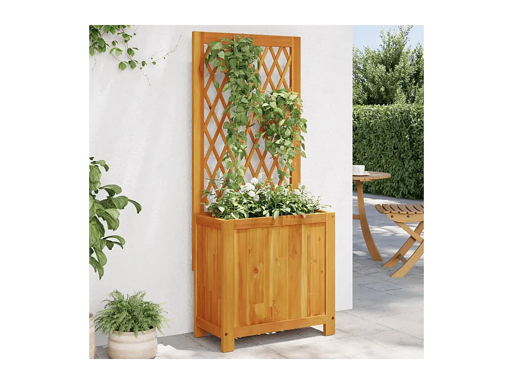 Jardinière avec treillis 55x29,5x132 cm bois massif d'acacia FR72849