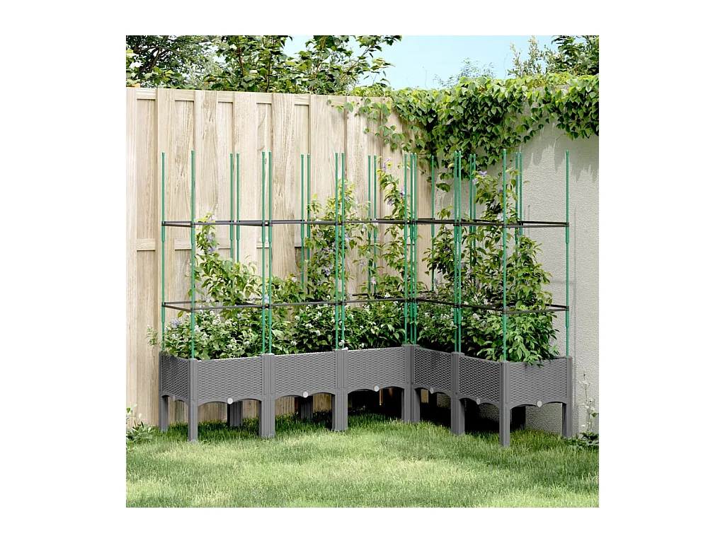 Jardinière avec treillis gris clair 160x120x142,5 cm PP FR79414
