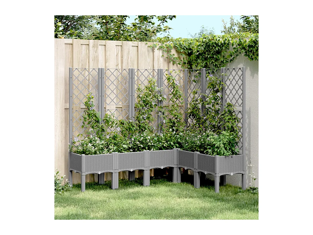Jardinière avec treillis gris clair 160x120x142 cm PP FR16981
