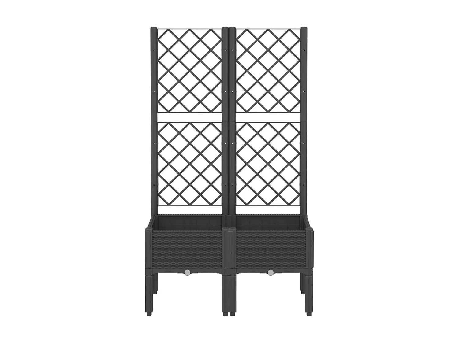 Vaso/floreira de jardim c/ treliça 80x40x142 cm PP preto PT931825