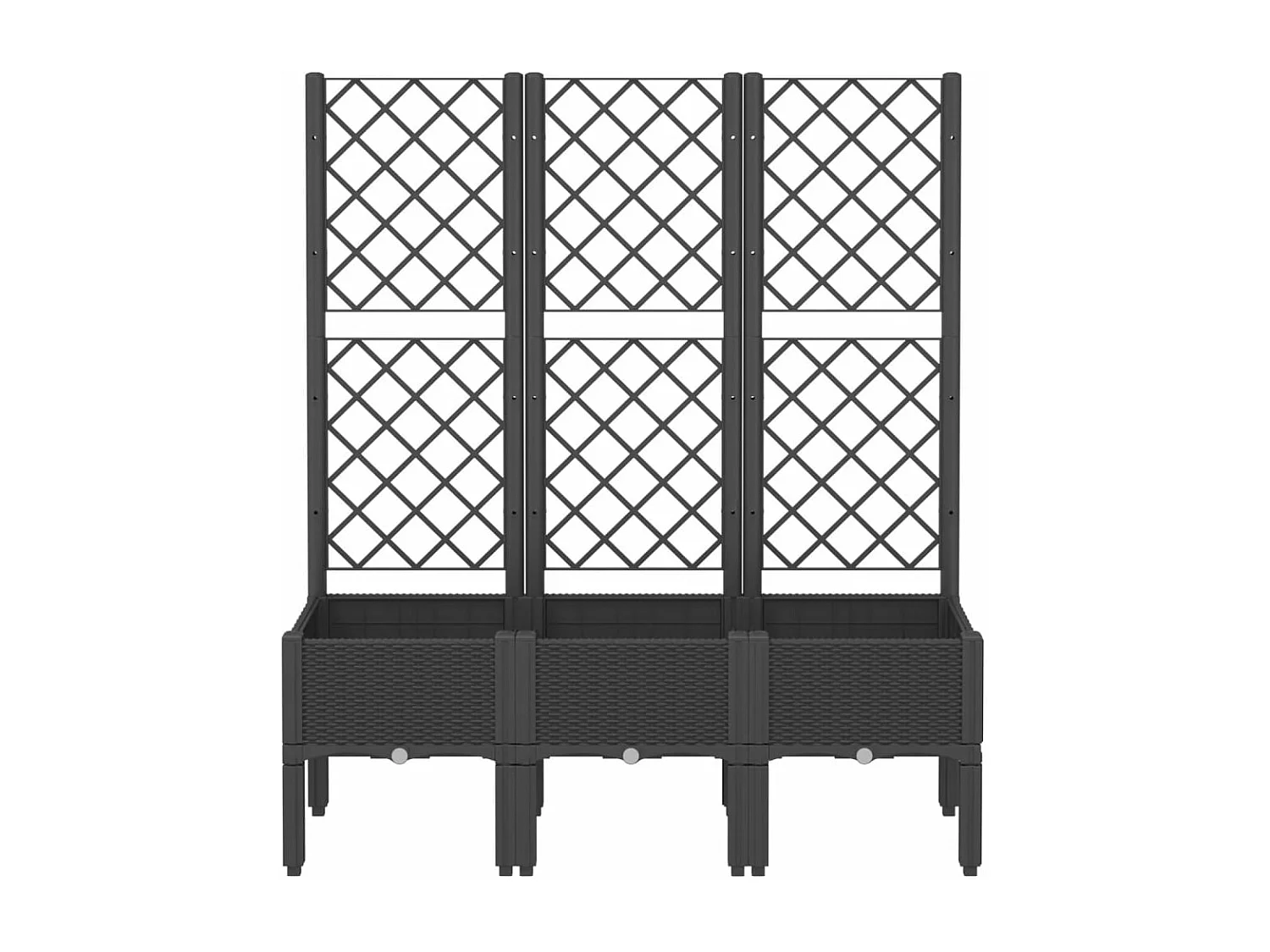 Vaso/floreira de jardim c/ treliça 120x40x142 cm PP preto PT649205