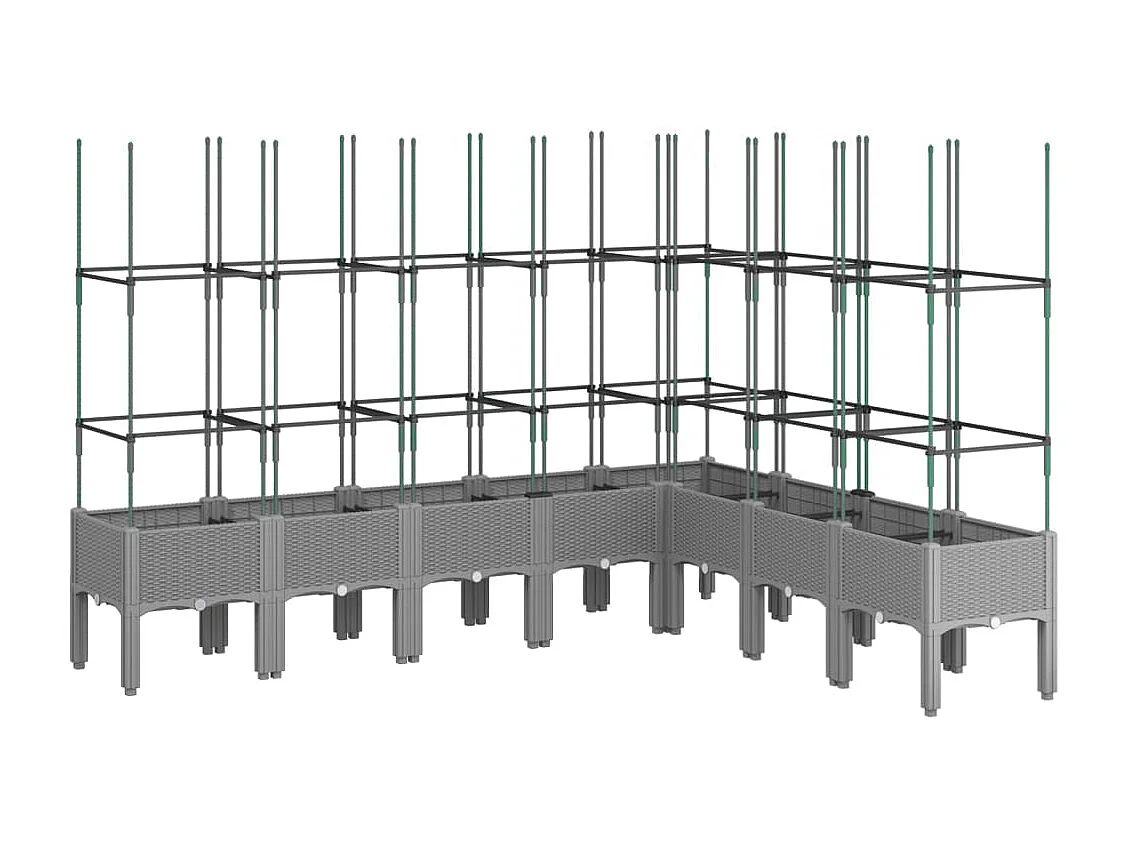 Jardinière avec treillis gris clair 200x160x142,5 cm PP FR71048