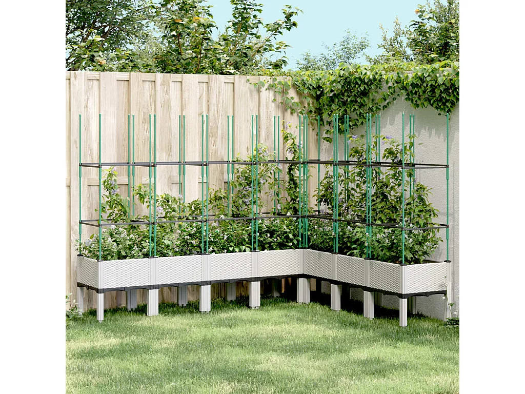 Jardinière avec treillis blanc 200x160x142,5 cm PP FR67007