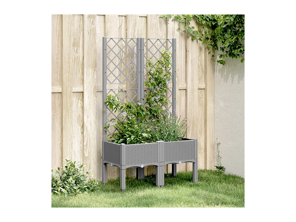 Jardinière avec treillis gris clair 80x40x142 cm PP FR48979