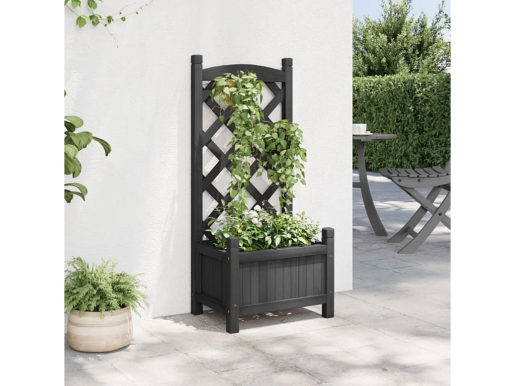 Jardinera con enrejado madera maciza de abeto negro ES888056