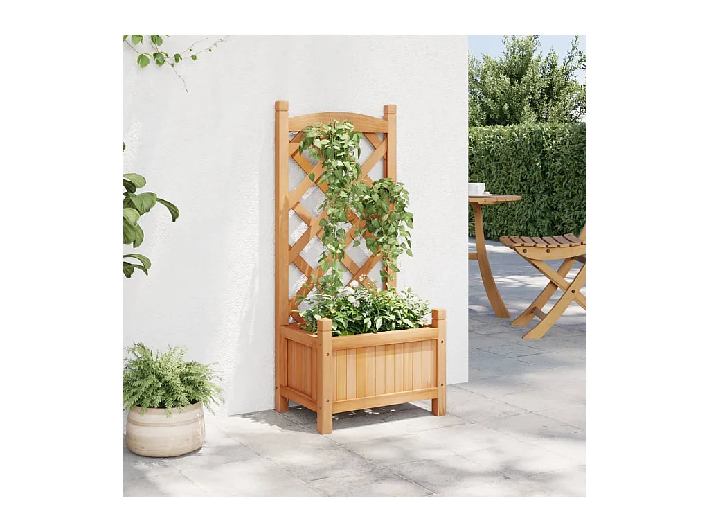 Jardinière avec treillis marron bois massif de sapin FR68792