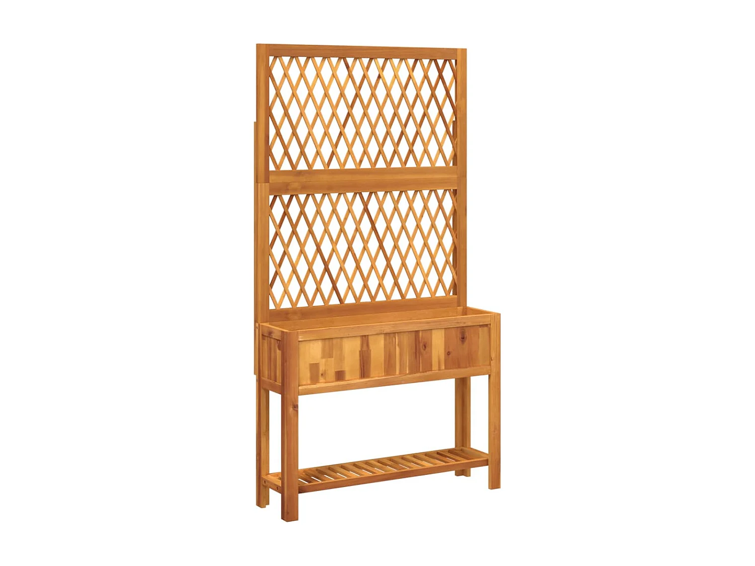 Jardinière avec treillis et étagère bois massif d'acacia FR23438