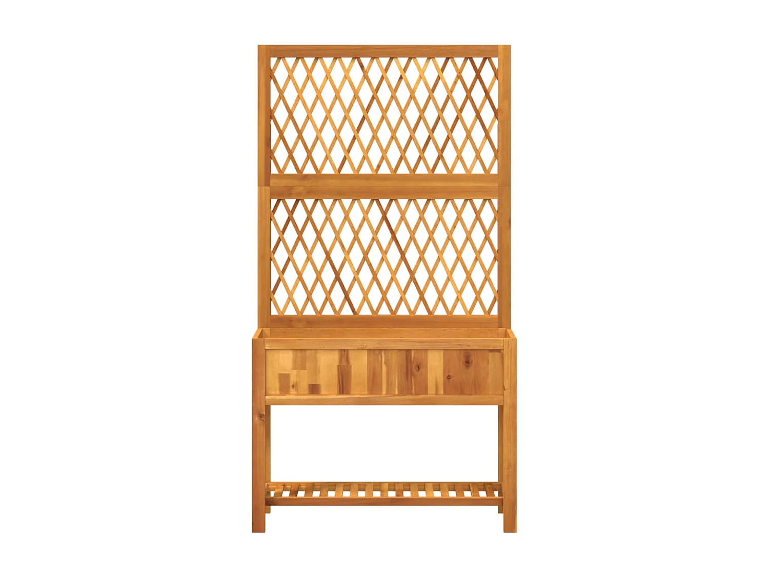 Jardinière avec treillis et étagère bois massif d'acacia FR23438