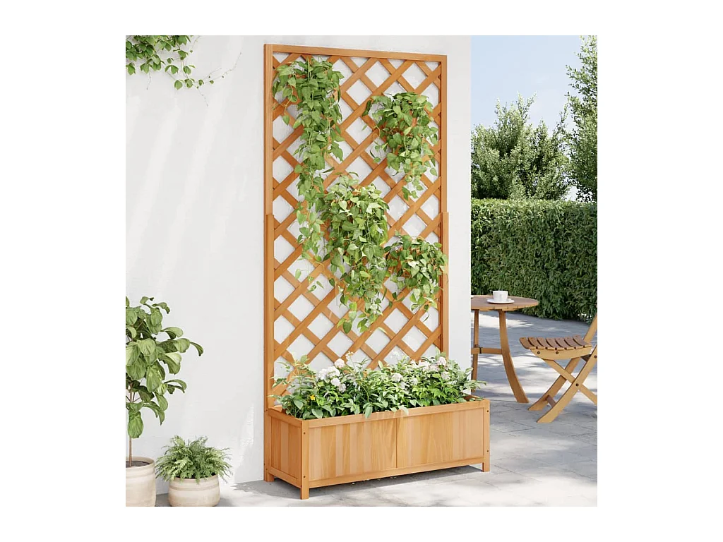 Jardinière avec treillis marron bois massif de sapin FR54161